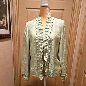RAFAEL Ruffled Dress Jacket Size 12 Sea Foam Green